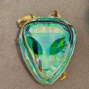 HOLOGRAPHIC ALIEN BACKPACK RAVE FESTIVAL BAG. SOLD